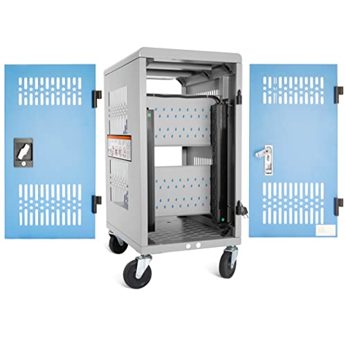 Metateel 20 Bay Mobile Charging cart with Storage for Multiple Chromebook, Laptop, Kindle, iPad | Charging Station with Cable Management for Classroom Less Assembly