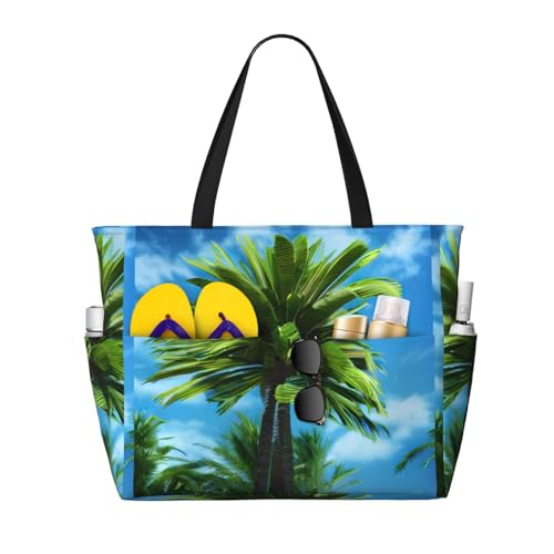 Sac fourre-tout palmier 45x38x17 cm noir idéal comme grand sac de voyage polyvalent