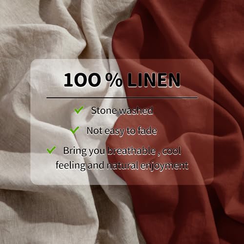 Image of LBRO2M 100% French Pure Linen Sheet Set 4Pcs, 16 inch Deep Pocket Queen Size