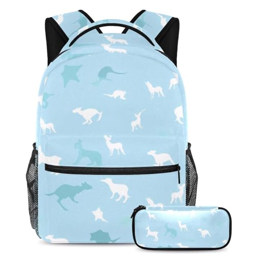 Ensemble de cartables bleu silhouette animal anti-mal de dos
