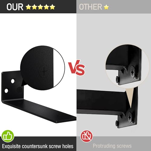 Votzaaq Shelf Brackets 6 Inch, 6 Pcs Floating Shelf Bracket Industrial Wall Mounted, Black Coated Metal L Brackets For Shelves With 3Mm Thick For Kitchen thumb #2