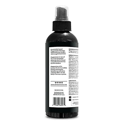 Aromasong Extra Strength Ultra-Pure Magnesium Spray (23Mg Magnesium In Each Spray) 8 Oz, Known To Be Used For Soothing Headaches, And Leg Discomfort – Promotes A Calm Sleep. #TOP5