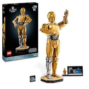 LEGO Star Wars 75398 C-3PO Figuur – Verzamelbaar Kantoor Decoratie Bouwpakket voor Volwassenen – incl. een Standaard, Informatiebord en Robbot Minifiguur – Cadeau-idee voor Vaderdag