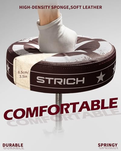 STRICH Drum Throne, höhenverstellbarer gepolsterter Sitz, Drum-Hocker, strapazierfähiger Drehstuhl für Schlagzeuger, ausgefallenes Design, doppelt verstrebter Hocker mit 5A-Drumsticks, SDB-20P, Braun