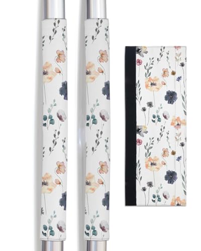 Watercolor Floral Refrigerator Door Handle Covers Set of 2 for Dishwasher Microwave Oven Fridge Stove Appliance Door Handles,Washable Kitchen Bathroom Decor,Botanical Modern Minimalist White