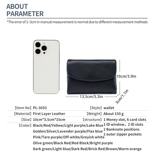 Unisex Pebble Leather Wallet, 5.3In Short Genuine Leather Purse for Coins and Cards, Multicolor Clutch for Women, Full Grain Leather Coin Purse with Credit Card Holder & Coin Holder(Color:Deep Red)4