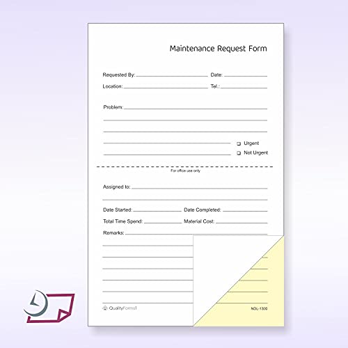 Nextdaylabels - 5-1/2" X 8-1/2" Ncr Carbonless Maintenance Request Forms (2 Part, 100 Sets) #TOP1