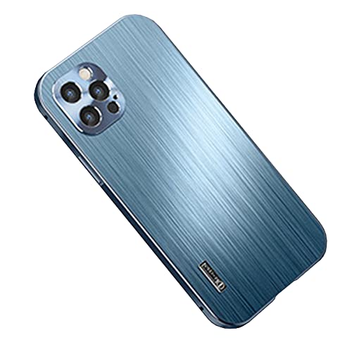 COKOO Compatible with iPhone 12 Pro Max Case and Compatible with iPhone 12 Case and Compatible with iPhone 13 Pro Max Case Compatible with iPhone Case Brushed Metal Phone Case (Blue, 12 Pro Max)