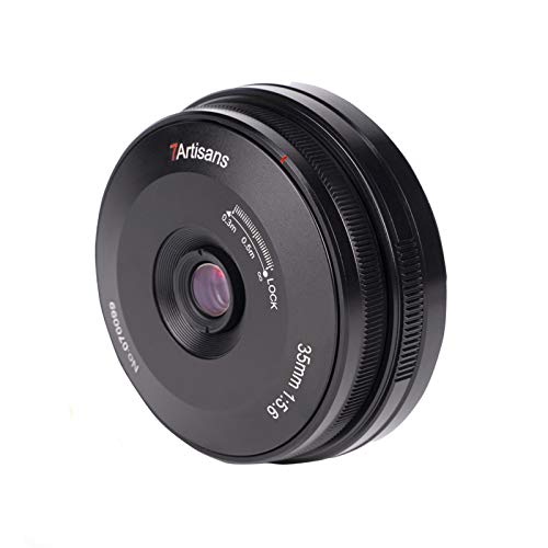 7artisans 35mm F5.6 APS-C カメラレンズ Sony eマウントレンズ 35mm 超薄型カメラレンズフルフレーム MF広角レンズ A6000 A6300 A6400用