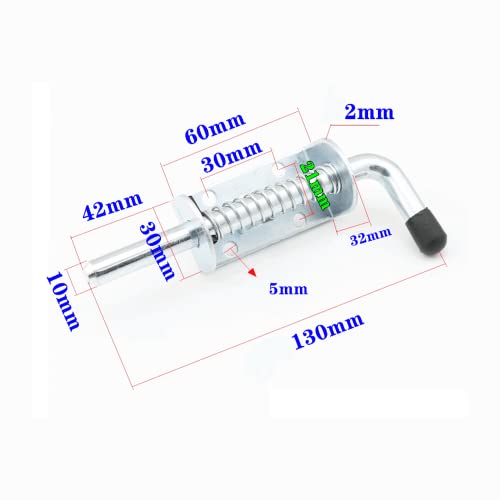 luou 5 PCS Spring Loaded Latch,Spring Latch Lock Pin Utility Barrel Bolt Metal Lock,Stainless Steel Sliding Gate Bolt with Grip and Screws,for Gate Shed Door Tailgate Trailer Garage - Image 3