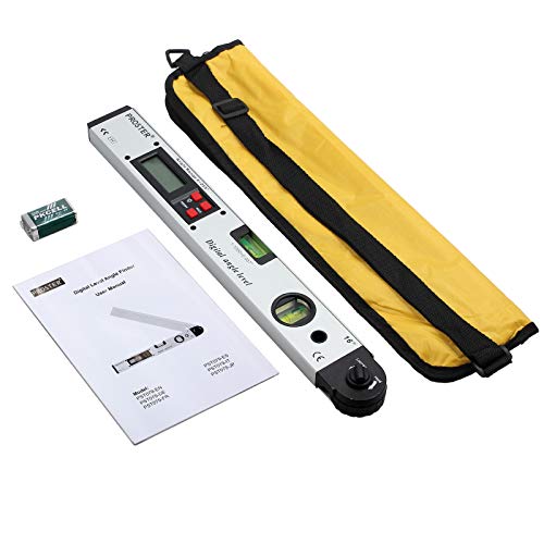 Proster 0-225° Digital Angle Finder Lcd Protractor Angle Gauges Spirit Level 400Mm/16 Inch Vertical Horizontal Dual Spirit Level For Carpenter Woodworking Home Decoration #TOP6