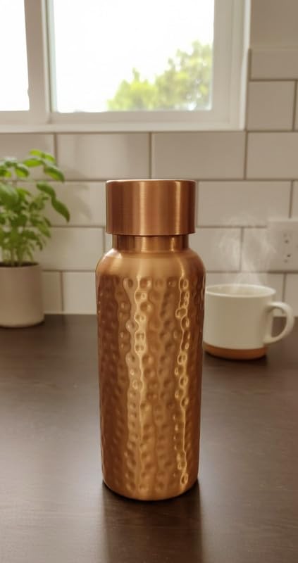 Mała Miedziana Butelka Na Wodę 17 Uncji/500 Ml Szczelna Z Kutego Żelaza