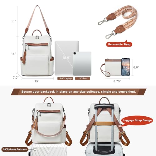 Image of Shrrie Vegan Leather Laptop Backpack for Women 15.6 inch Work Backpack Fashion Travel Backpack Purse for Travel College Work