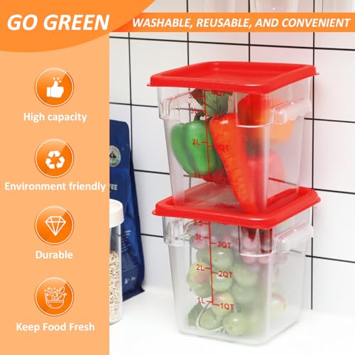 Yungyan TG-YUNGYAN-54250 6 Pcs Commercial Food Storage Containers 4 Qt Square Acrylic Airtight Food Storage Containers With Lids Clear Cereal Storage Containers thumb #5