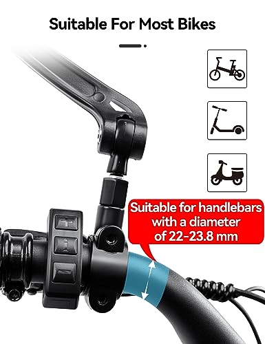 Bike Mirror 1 Pair, MAGICYCLE Bike Mirrors Handlebar Rear View Mirror, E-Bike Mirrors, 360 Degree Adjustable Rotatable Bicycle Mirrors for Handlebars, Safe Wide Angle HD Glass Bike Side Mirrors - Image 4
