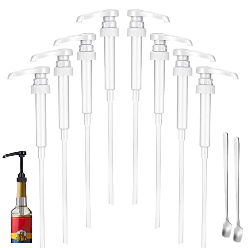 8 Packs White Coffee Syrup Pump Dispenser, Compatible with 25.4