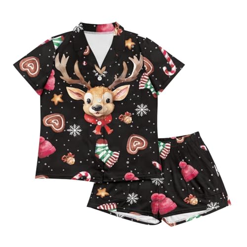 Image of Women's Short Sleeve Sleepwear Pajamas Nightwear with Pockets | skin-friendly breathable material resists pilling fading and deformation after repeated washing