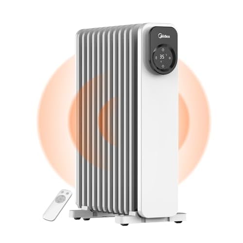 Midea Oil Filled Radiator, 11 Fins Electric Oil Heater with Remote Control & LED Touch Screen – Efficient Heating, Overheat & Tip-Over Protection, 24h Timer, Quiet, Digital Thermostat, 2300W