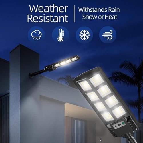 Image of SHOPOGENIX Solar Powered Street Light Outdoor | Ultra Bright LED Security Lamp with Motion Sensor | Auto Dusk to Dawn Waterproof Solar Light for Driveway, Backyard, Garden (8 Grid Led-FBA)
