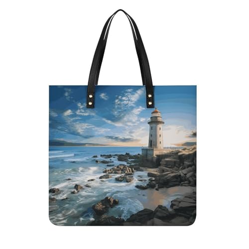 Sacs à main pour femme Phare de plage en cuir végétalien et sac hobo souple