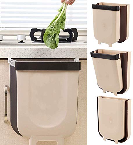 Queta Contenedor de Basura Plegable, 9L Contenedor Colgante de Pared, Cubo de...