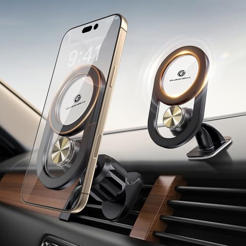 Image of GolbinBox for Magsafe Car Mount, [17*N55 Strong Magnets] 2-in-1 Magnetic Car Phone Holder for Air Vent or Dashboard, 360 Rotation Car Accessories for Women Men for iPhone 17 16 15 14 Pro Max Samsung