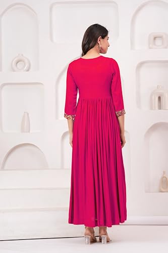 Image of Dhruvi Women's Rayon Anarkali Maternity Dress & Feeding Kurti with Zippers