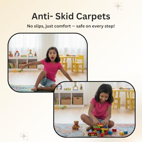 Image of Athom Living Disney Princess Runner Carpet 2x4.5 Ft, Soft Printed Mat with Anti-Skid Backing, Durable Washable Runner for Kids Bedroom, Play Area & Playroom Decor