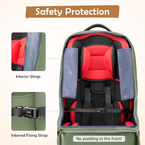 Image of YOREPEK Padded Car Seat Bags for Air Travel, Car Seat Travel Backpack with Shoulder Straps, Gate Check Carsat Bag, Baby Travel Essentials for Flying