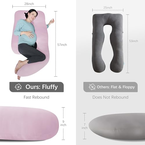 Image of MOON PARK Pregnancy Pillows for Sleeping - U Shaped Full Body Maternity Pillow with Removable Cover - Support for Back, Legs, Belly, Hips - 57 Inch - Purple - Cooling Cover