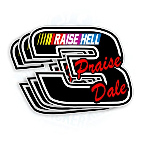 (3Pcs) Raise Hell Praise Dale 3 Sticker Number 3 Racing Car Stickers Racing Race 3" Waterproof Die-Cut Vinyl Sticker for Helmet Laptop Water Bottle Phone Car Sticker Gifts 3 Inches