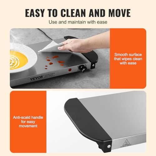 Image of VEVOR Electric Warming Tray, Food Warming Trays for Buffet, Warming Trays with Adjustable Temperature Control, Portable Stainless Steel Food Warmer, Hot Plate Perfect for Parties, Catering, Holidays