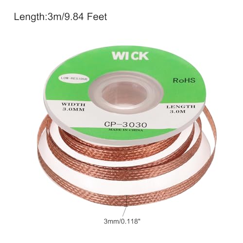 Image of MECCANIXITY Solder Wick Braid No-Clean Desoldering Wick Braid 0.12 Inch Width 10 Feet Length for Remove the Solder Electrical Components 1 Pack