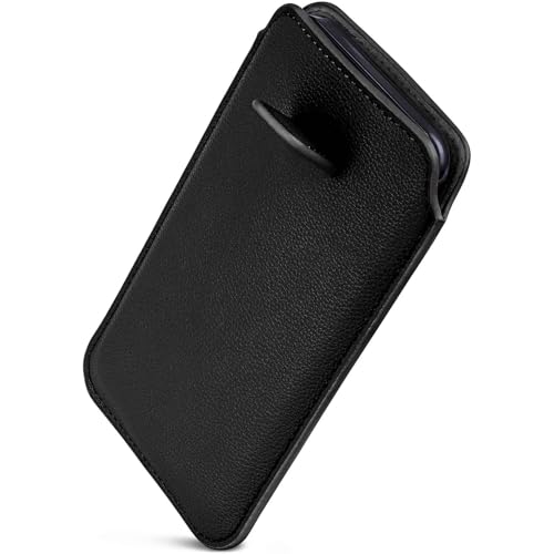 ONEFLOW Liberty Hülle für Huawei Y625 Handy Einsteckhülle mit Rückzugfunktion, PU Leder Handytasche, Schutzhülle mit Lasche, Sleeve Etui Hülle zum Einstecken, Schwarz