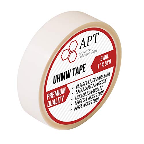 APT UHMW (Ultra-high Molecular Weight) Polyethylene Tape Resists Abrasion Impact for Surface Protection and Friction and Noise Reduction for Lining Sliding Surfaces. (1 x 5Yds 5 Mil UHMW)