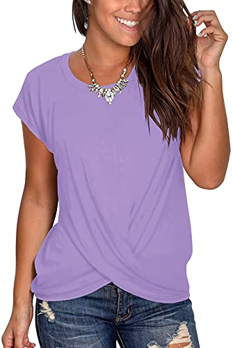 Womens Tops Summer Short Sleeve Tops For Women Casual Loose Fit Purple M #TOP2