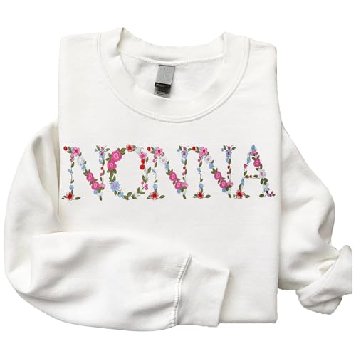 Embroidery Nonna Sweatshirts For Women Gift Sweatshirt From Grandkids Nonna Flower Grandma Gift Mothers Christmas