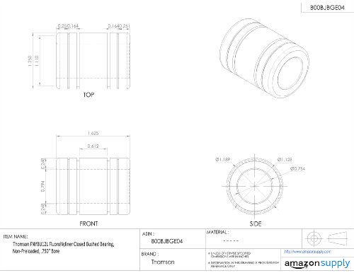 Thomson FNYBU12L FluoroNyliner Closed Bushed Bearing, Non-Preloaded, 750" Bore - Thumbnail 4