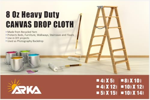 Image of Arka Home Products Dust Sheet Drop Cloth, Canvas (Natural) Protective Furniture Covers - HeavyDuty, Durable, Dust-Proof & Reusable for Painting, Decorating, Storage (4 X 5 Ft (8 Oz))