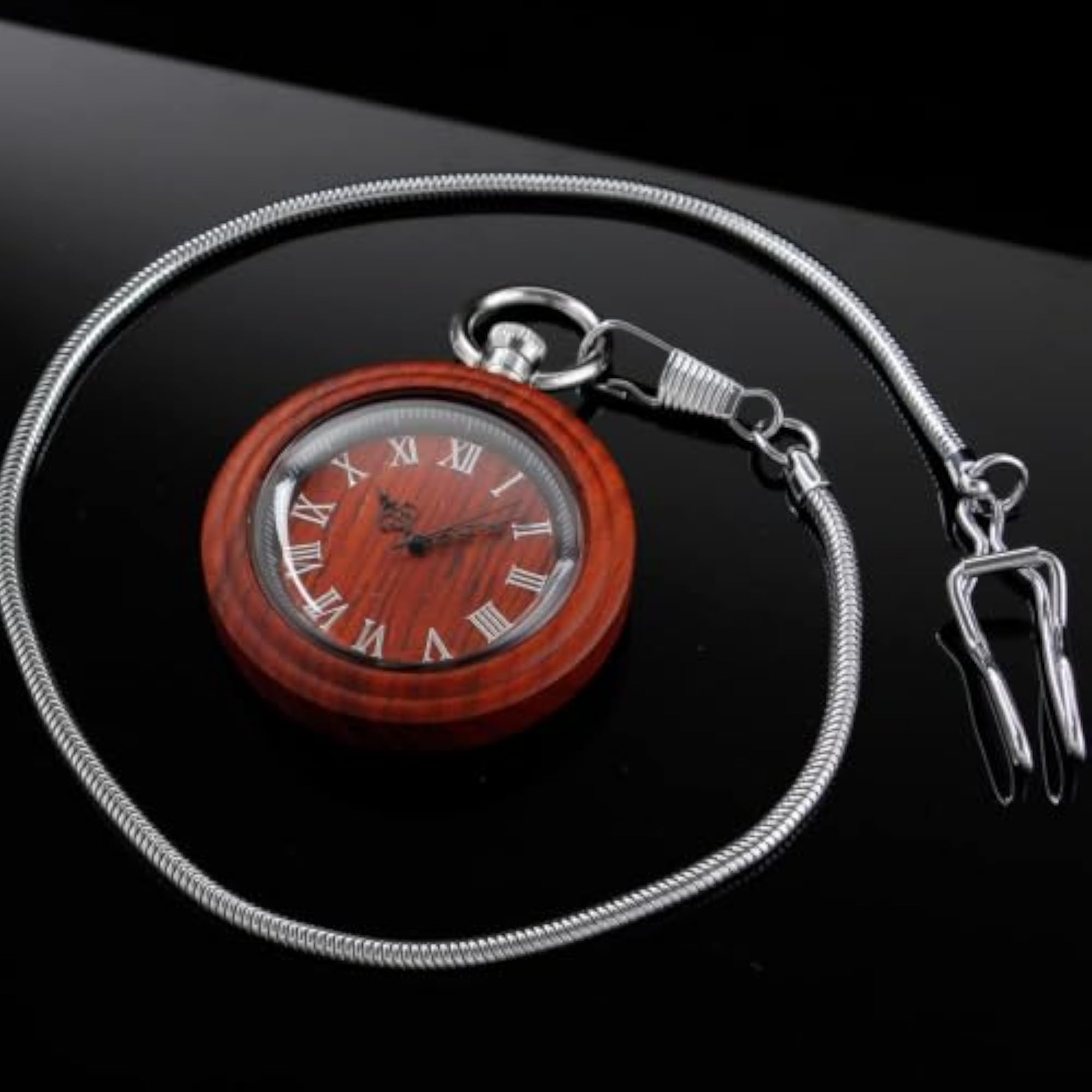 Customized Wooden Pocket Watch, Handmade Bamboo Analog Quartz