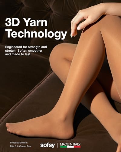 sofsy 10-Year Hosiery Craftsmanship - Italian-Made 40 Den Opaque Tights for Women | Soft High-Waist Pantyhose Solid Color3