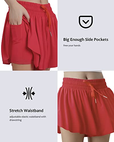 HASMES Girls Butterfly Shorts Teen Flowy Athletic Shorts for Running Dance Cheer 5-14Y3