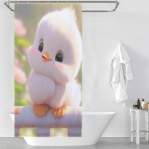 Rideau de douche imperméable canard anti éclaboussures avec crochets - 2