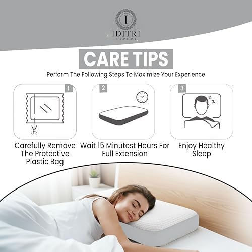 Image of High Density Core Memory Foam Pillow, 50x30x6 cm Shredded Support for Neck Relief, White /Grey Breathable Jacquard Case, Orthopedic Bedding for Deep Sleep and Aligned Spine