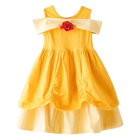 Dressy Daisy Beauty Princess Costume for Little Toddler Girls Halloween Birthday Party Dress Up Fancy Outfit Yellow Size 4 Cover