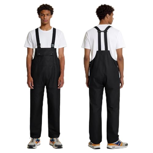 KYBKDYY Bib Rain Pants for Men Women Waterproof Bib Overall Durable Rain Gear for Work Fishing Gardening(Black S)
