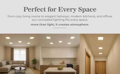 Image of 22W Recessed Square LED Panel Light | Trimless Slim Design | Polycarbonate Downlight for Home & Office False Ceiling Roof, Surface Light | Cool White, White Finish | Pack of 10