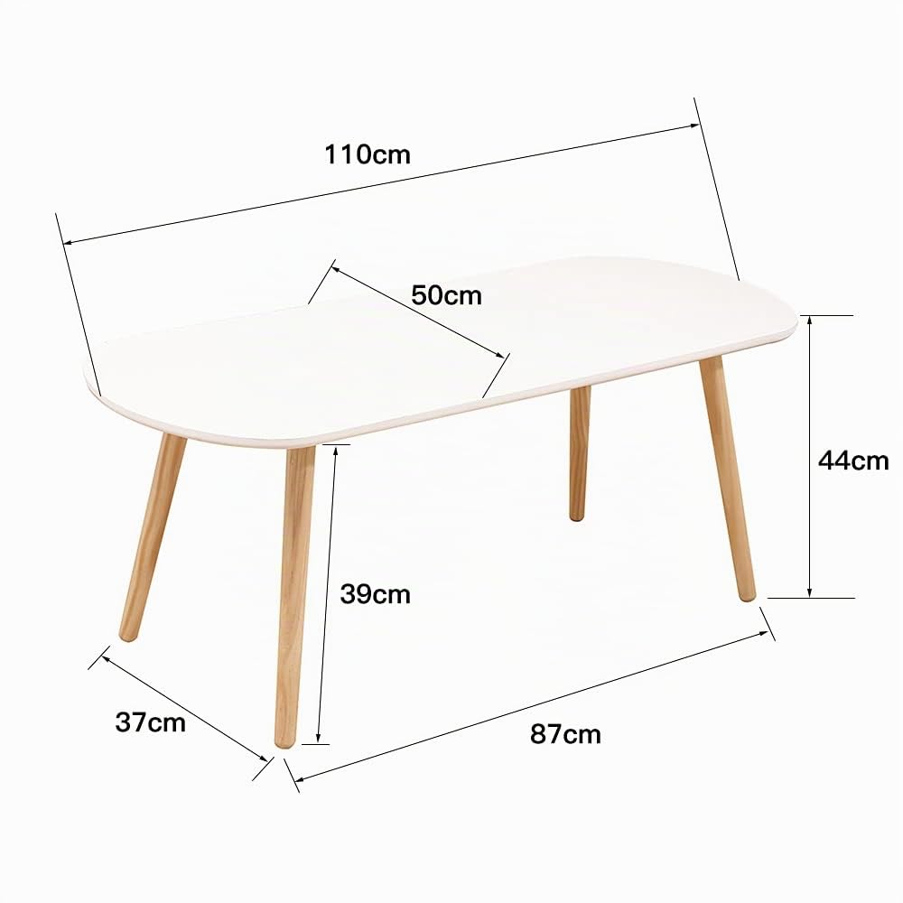 HUOLE - Mesa de Comedor Rectangular escandinava, diseño de Madera para 4 a 6 Personas, Blanco, 110 x 50 x 45 cm, Color Blanco