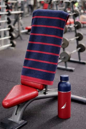 Image of NAUTICA Combo Set Gym Towel + Bottle | 3 PC Set- 1 Single WALL Bottle + 2 PCS Hand Towel | Combo Set for Gym, Yoga, Running & Training |Blue /RED