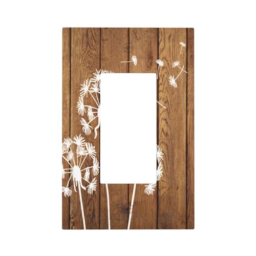 Plaque rustique en bois marron pissenlit pour interrupteur - 2